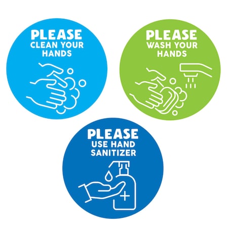 Hand2Mind Handwashing Reminder Decals, 3 Styles, Various Sizes, 60PK 93709